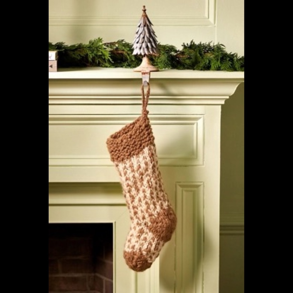 Anthropologie Terrain Herringbone Knit Christmas Stocking